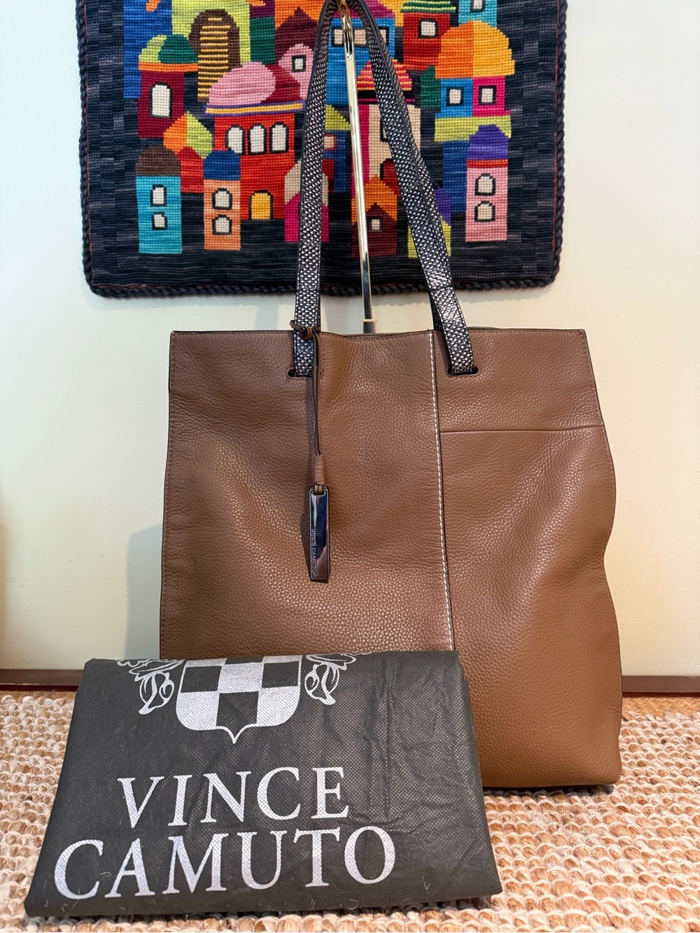 Vince Camuto large leather tote bag. Pre Loved with Dust Bag Included